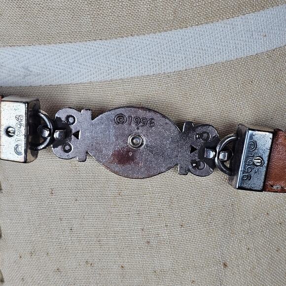 VTG 1996 Belt metal link and leather belt with dangle traditional classic M - Picture 13 of 13